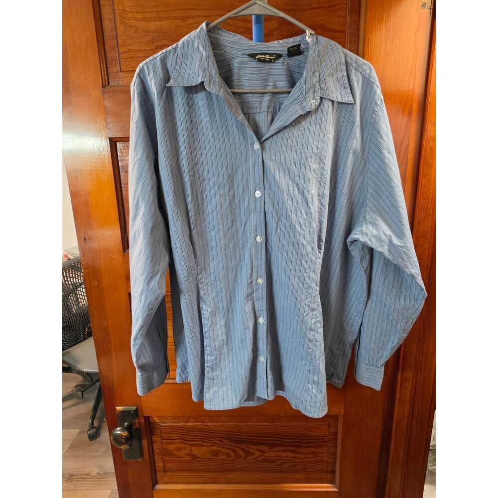 Eddie Bauer Blue & White Pinstripe Button-Down Shirt – Size XXL